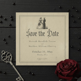 Vintage-Gotische-schwarze-Toile-Tan-Hochzeit Save The Date