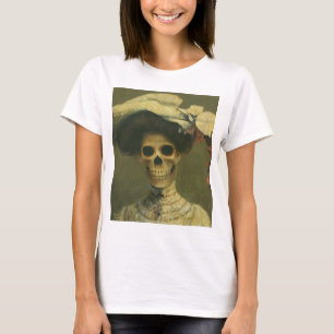 Vintage-Gotische Skelett-Dame T-Shirt