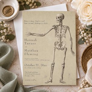 Vintage-Gotische-Skelett-Hochzeit an Halloween Einladung