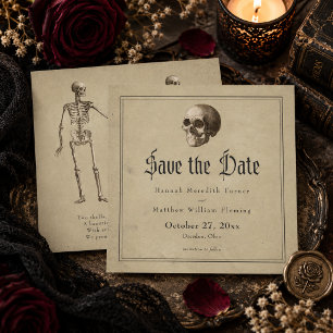 Vintage-Gotische-Skelett-Hochzeit zu Halloween Save The Date