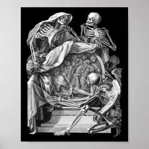 Vintage-Gotische Skelettgravur Memento Mori Hallow Poster
