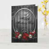 Vintage Gotische Skulls & Rose Muttertag Karte (Gelbe Blume)