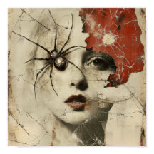 Vintage-Gotische-Spinne- und Frauen-Surreal-Porträ