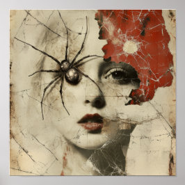 Vintage-Gotische-Spinne- und Frauen-Surreal-Porträ Poster