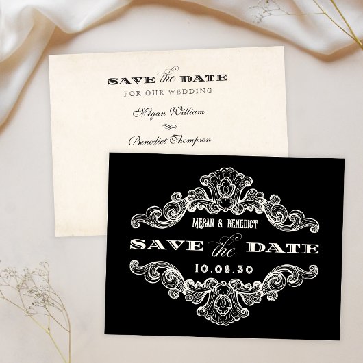 Vintage gotische Zierhochzeit Save The Date