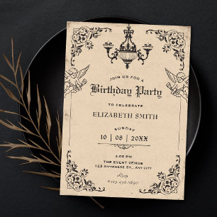 Vintage gotischer Bogen Engel Geburtstag Einladung