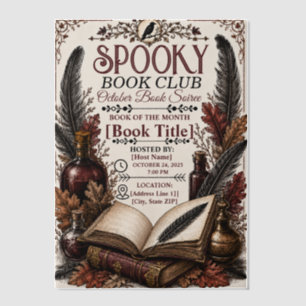 Vintage-Gotischer Gruselbuchclub Halloween Pergament Einladungen