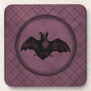 Vintage-Gotischer Halloween-Fledermaus auf Lila Getränkeuntersetzer