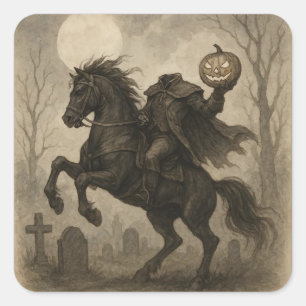 Vintage/Gotischer Kopfjäger Halloween/Herbst Quadratischer Aufkleber