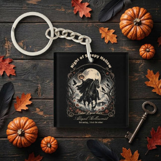 Vintage-Gotischer Kopfjäger-Reiter-Halloween-Kunst Schlüsselanhänger