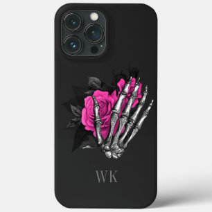 Vintage-Gotischer Monogramm mit rosa Rose und Skel Case-Mate iPhone Hülle