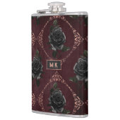 Vintage-Gotischer Monogramm mit schwarzen Rosen Flachmann (Links)