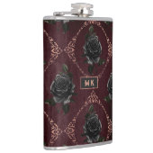 Vintage-Gotischer Monogramm mit schwarzen Rosen Flachmann (Rechts)