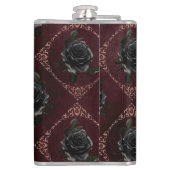 Vintage-Gotischer Monogramm mit schwarzen Rosen Flachmann (Rückseite)