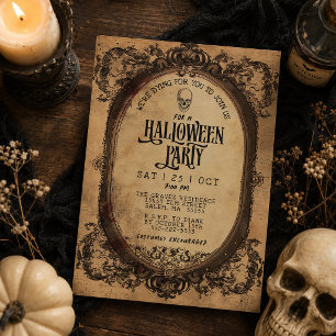 Vintage-Gotischer-Rahmen-Totenkopf-Halloween-Party Einladung