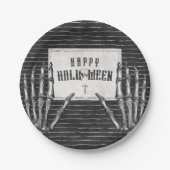Vintage-Gotischer-Skelett-Frohes-Halloween Pappteller (Vorderseite)