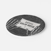 Vintage-Gotischer-Skelett-Frohes-Halloween Pappteller (Schrägansicht)