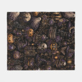 Vintage-Gotisches Halloween-Spooky-Night-Muster Fleecedecke (Vorderseite (Horizontal))