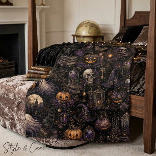 Vintage-Gotisches Halloween-Spooky-Night-Muster Fleecedecke