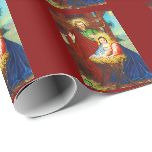 Vintage göttliche Krippe Geschenkpapier (Rolleneckpunkt)