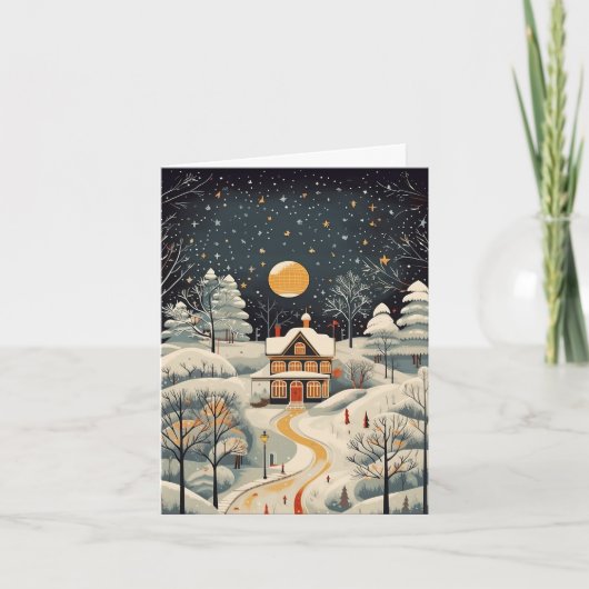 Vintage Gouache Styled Winter Zuhause Blank (Vorderseite)