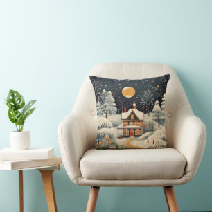 Vintage Gouache Styled Winter Zuhause Kissen