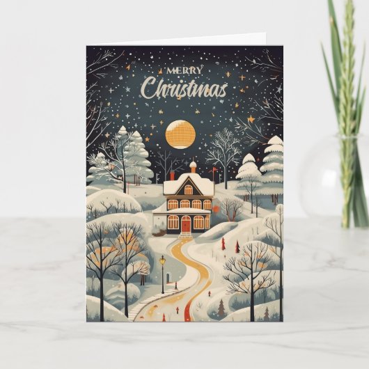 Vintage Gouache Styled Winter Zuhause Weihnachten (Vorderseite)