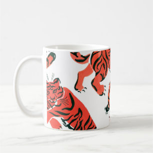 Vintage Gouache Tigers Nahtloses Muster Kaffeetasse