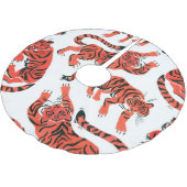 Vintage Gouache Tigers Nahtloses Muster Polyester Weihnachtsbaumdecke (Schrägansicht)