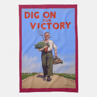 Vintage Grabung an für Sieg-Plakat-Tee-Tuch Geschirrtuch