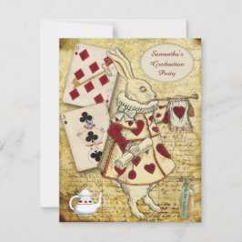 Vintage Graduiertengruppe Wonderland Rabbit Einladung
