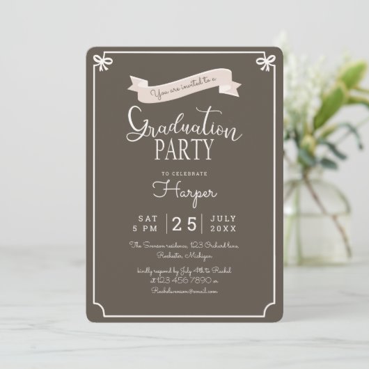 Vintage Graduierungsparty des schicken Punkts Einladung (Stehend Vorderseite)