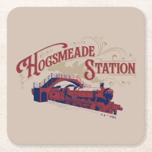VINTAGE Grafik der HOGSMEADE-Station Rechteckiger Pappuntersetzer