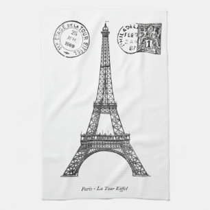 Vintage-Grafik Paris der Eiffelturm Geschirrtuch