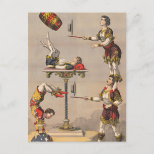 Vintage-Grafikdruck eines akrobatischen Akts. Postkarte