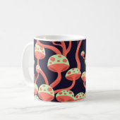 Vintage Grafikmushrooms Nahtloses Muster Kaffeetasse (Vorderseite Links)