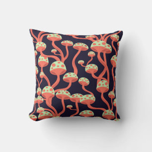 Vintage Grafikmushrooms Nahtloses Muster Kissen