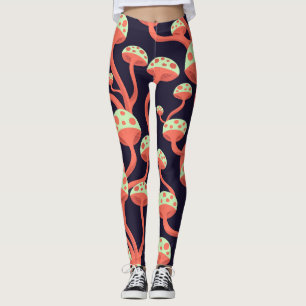 Vintage Grafikmushrooms Nahtloses Muster Leggings