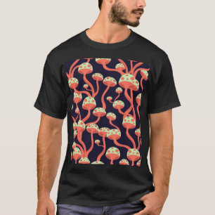 Vintage Grafikmushrooms Nahtloses Muster T-Shirt