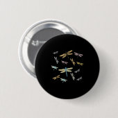 Vintage Grafikmuster-Drachenfliege Button (Vorne & Hinten)