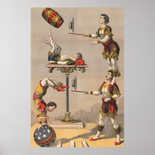 Vintage grafische Darstellung eines Akrobatischen Poster