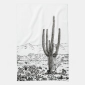Vintage Grafische Wüste Cactus Saguaro Geschirrtuch (Vertikal)