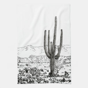 Vintage Grafische Wüste Cactus Saguaro Geschirrtuch