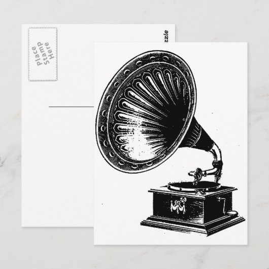 Vintage Gramophone Postkarte (Vorne/Hinten)
