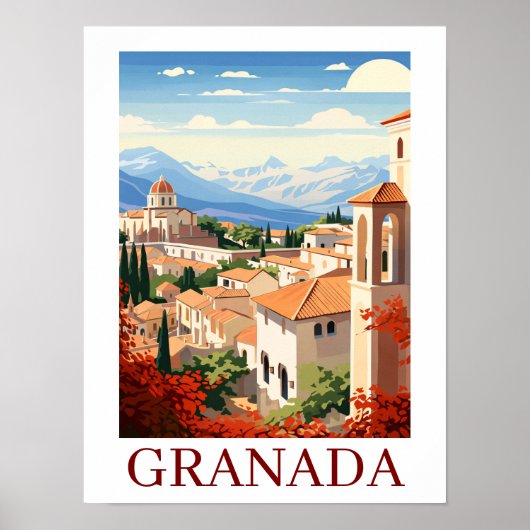 Vintage Granada Alhambra Spanien Reise Poster (Vorne)