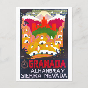 Vintage Granada Reiseplakat Postkarte