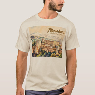Vintage Granada Spanien Alhambra Aquarell Reise T-Shirt