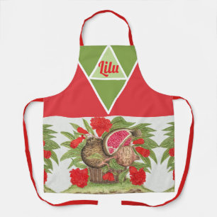 Vintage Granatapfel Blume und Obst Personalisiert Schürze