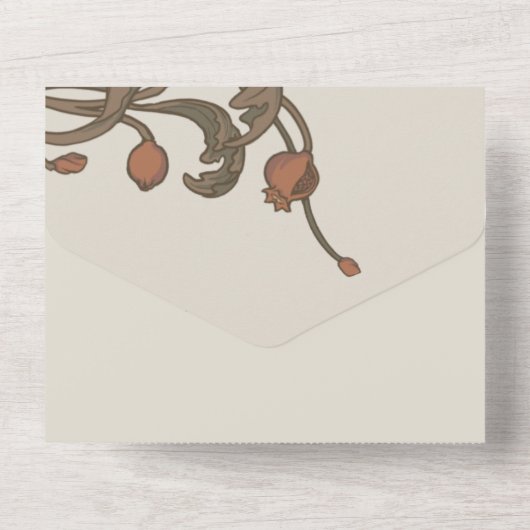 Vintage Granatapfeleinladung All In One Einladung (Rückseite)