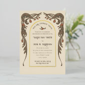 Vintage Granatapfeleinladung, Goldrand Folieneinladung (Stehend vorne)